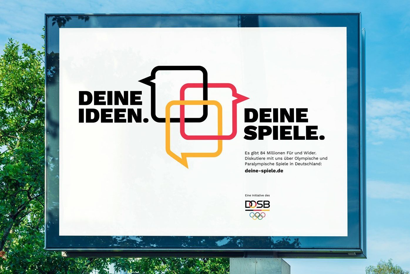 Deine Ideen.Deine Spiele.  Der DOSB möchte über die Dialogkampagne heraus-finden,  ob die Deutschen für Olympische Spiele und Paralympische Spiele in Deutschland sind.